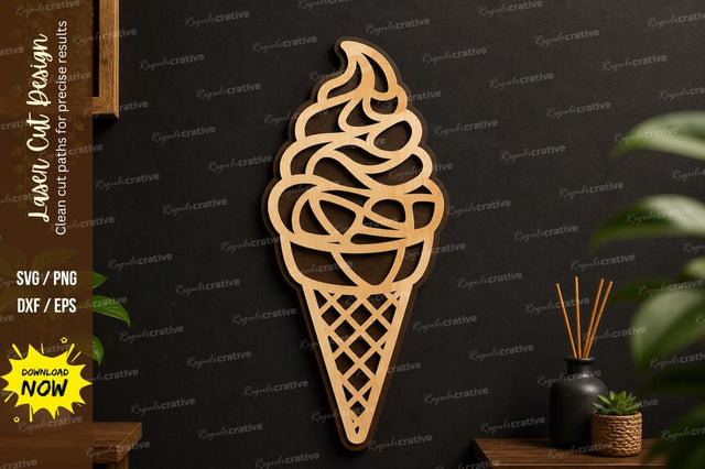 Ice Cream Laser Cut Wall Art File SVG Regulrcrative 