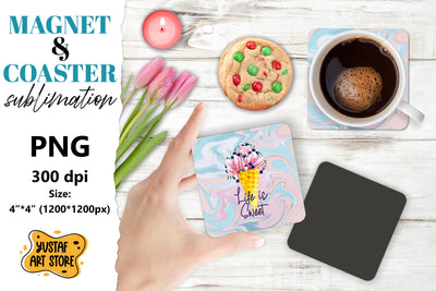 Ice cream magnet sublimation/Ice cream coaster sublimation Sublimation Yustaf Art Store 