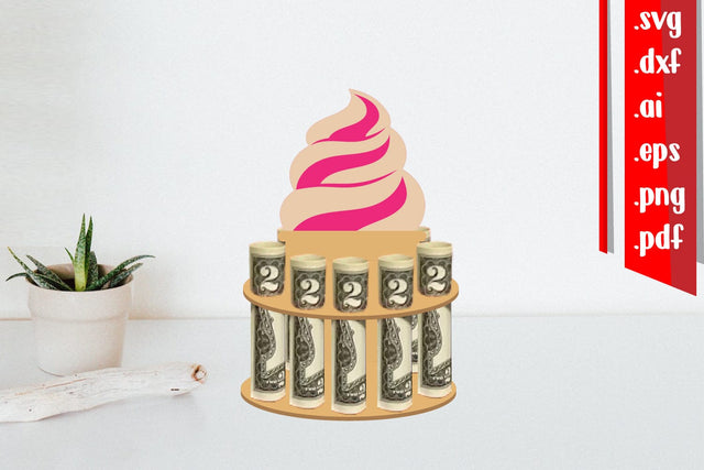 Ice Cream Money Cake Holder Papercut 3D Paper zafrans studio 