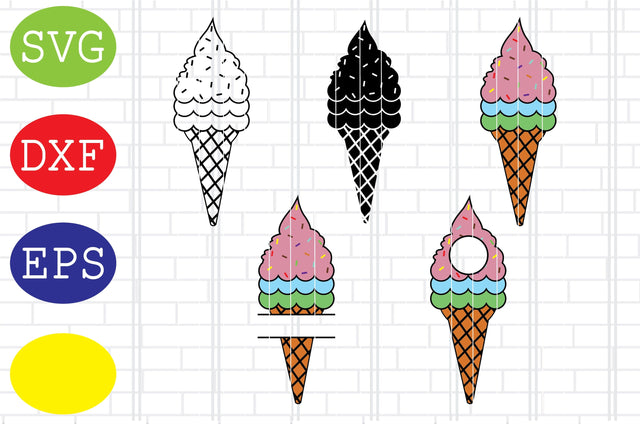 Ice Cream monogram Svg, Ice Cream Cone Svg, Summer, Ice Cream Svg, Jpg, Eps, Dxf Files SVG DigitalSvgFiles 