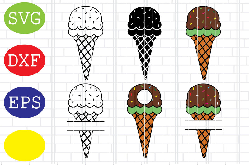 Ice Cream monogram Svg, Ice Cream Svg, Summer Svg, Ice Cream Cone Svg, Jpg, Eps, Dxf Files SVG DigitalSvgFiles 