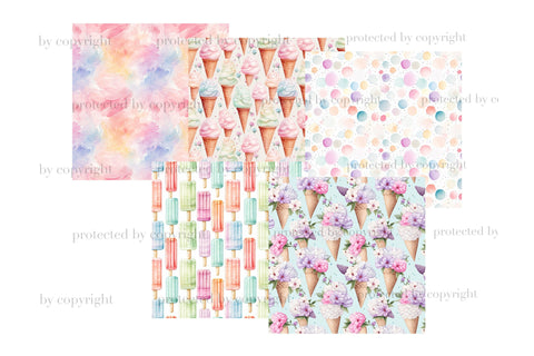 Ice Cream Papers | Pastel Seamless Pattern Digital Pattern GlamArtZhanna 