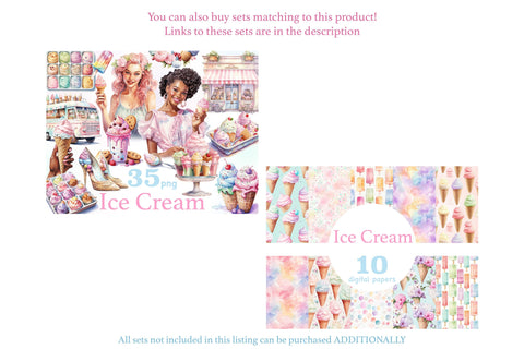 Ice Cream Papers | Pastel Seamless Pattern Digital Pattern GlamArtZhanna 