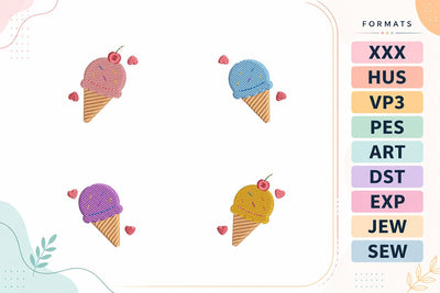 Ice Cream Summer Frame Embroidery Design Embroidery/Applique DESIGNS sg embroidery 