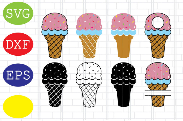 Ice Cream Svg, Ice Cream monogram Svg, Summer Svg, Ice Cream Cone Svg, Jpg, Eps, Dxf Files SVG DigitalSvgFiles 