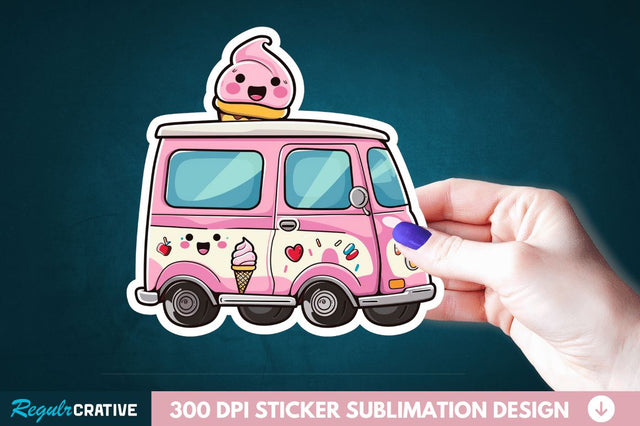Ice Cream Truck Sticker Clipart Sublimation Regulrcrative 