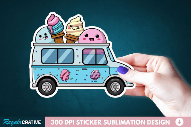 Ice Cream Truck Sticker Clipart Sublimation Regulrcrative 