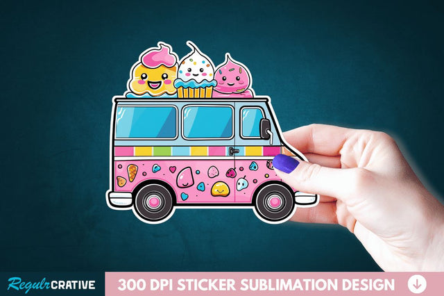 Ice Cream Truck Sticker Clipart Sublimation Regulrcrative 