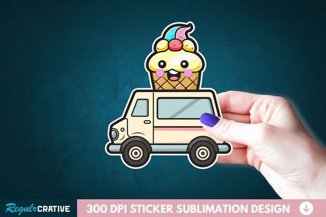 Ice Cream Truck Sticker Clipart Sublimation Regulrcrative 