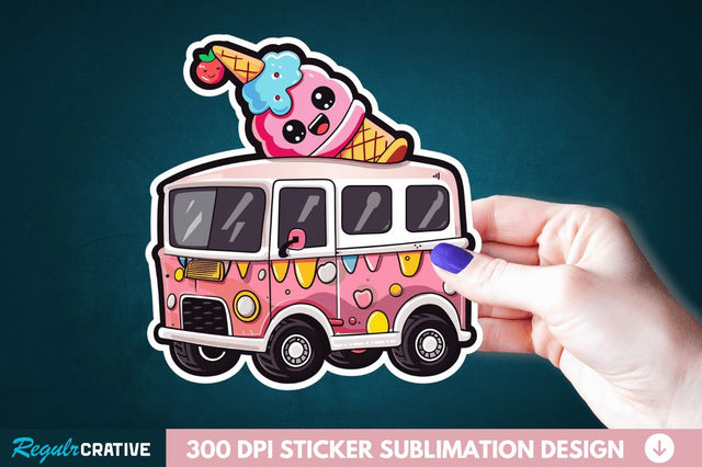 Ice Cream Truck Sticker Clipart Sublimation Regulrcrative 