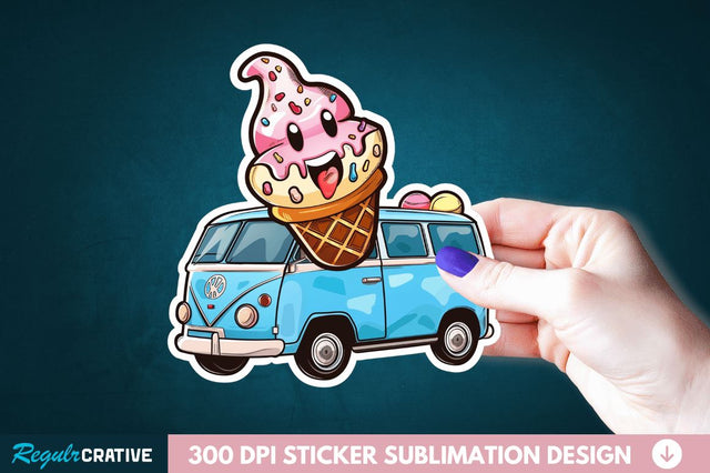 Ice Cream Truck Sticker Clipart Sublimation Regulrcrative 
