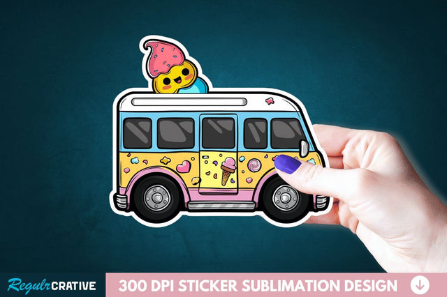 Ice Cream Truck Sticker Clipart Sublimation Regulrcrative 