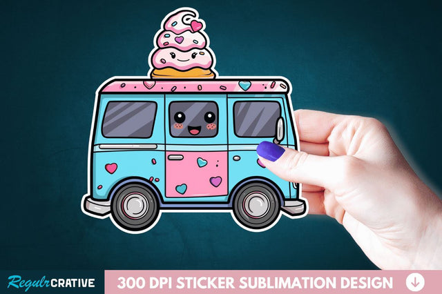 Ice Cream Truck Sticker Clipart Sublimation Regulrcrative 