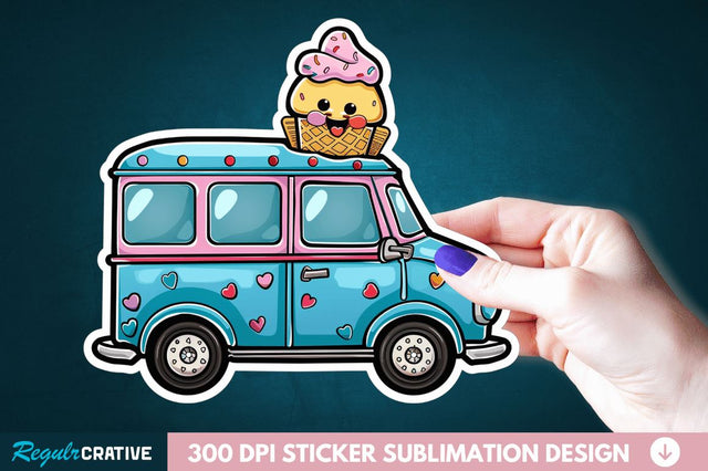 Ice Cream Truck Sticker Clipart Sublimation Regulrcrative 