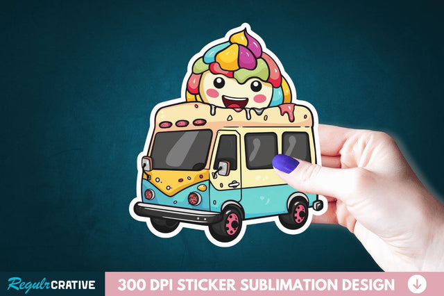 Ice Cream Truck Sticker Clipart Sublimation Regulrcrative 