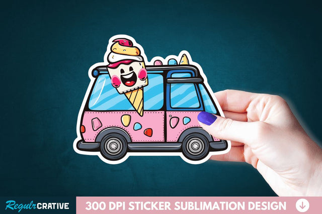 Ice Cream Truck Sticker Clipart Sublimation Regulrcrative 