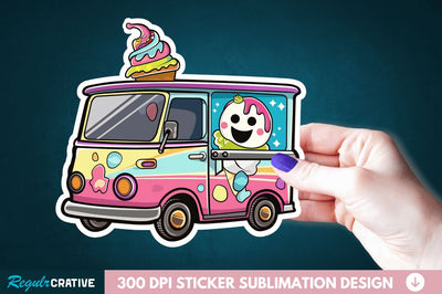 Ice Cream Truck Sticker Clipart Sublimation Regulrcrative 