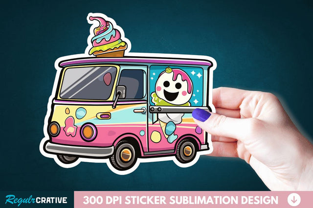 Ice Cream Truck Sticker Clipart Sublimation Regulrcrative 