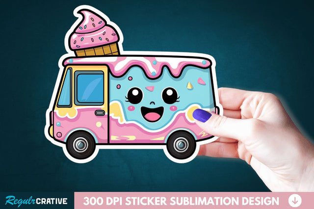 Ice Cream Truck Sticker Clipart Sublimation Regulrcrative 