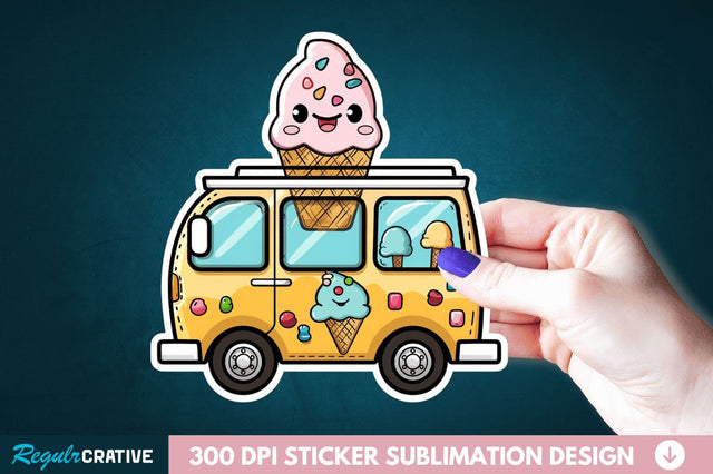 Ice Cream Truck Sticker Clipart Sublimation Regulrcrative 