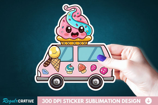 Ice Cream Truck Sticker Clipart Sublimation Regulrcrative 
