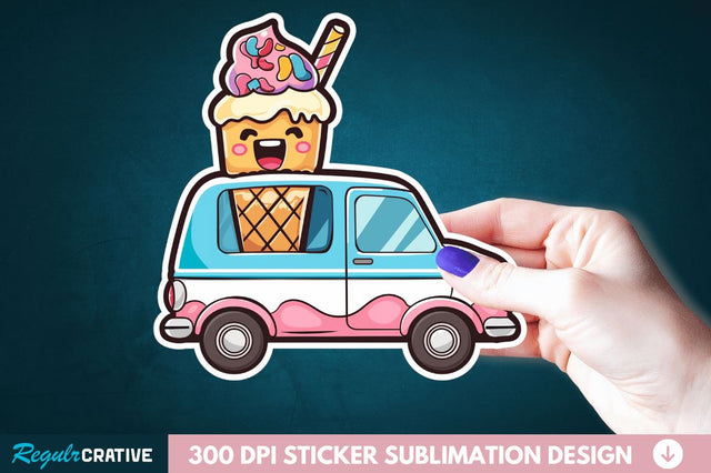Ice Cream Truck Sticker Clipart Sublimation Regulrcrative 