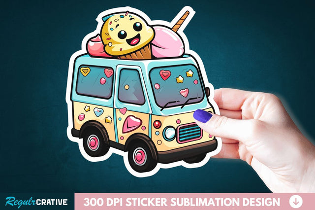 Ice Cream Truck Sticker Clipart Sublimation Regulrcrative 