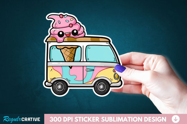 Ice Cream Truck Sticker Clipart Sublimation Regulrcrative 