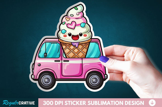 Ice Cream Truck Sticker Clipart Sublimation Regulrcrative 