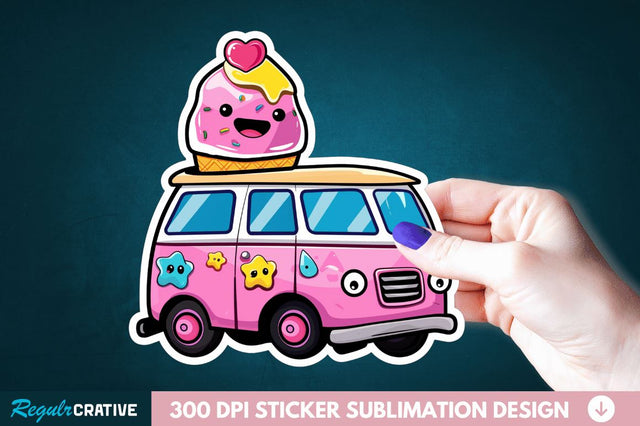 Ice Cream Truck Sticker Clipart Sublimation Regulrcrative 