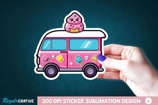 Ice Cream Truck Sticker Clipart Sublimation Regulrcrative 