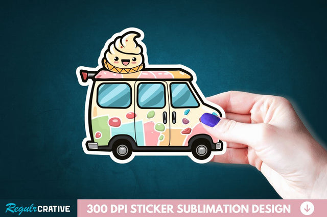 Ice Cream Truck Sticker Clipart Sublimation Regulrcrative 