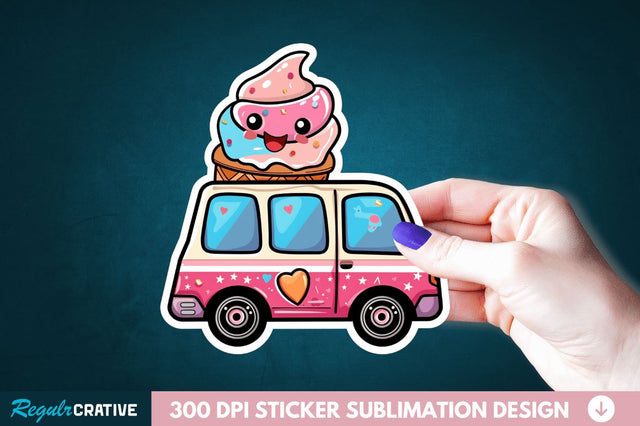 Ice Cream Truck Sticker Clipart Sublimation Regulrcrative 