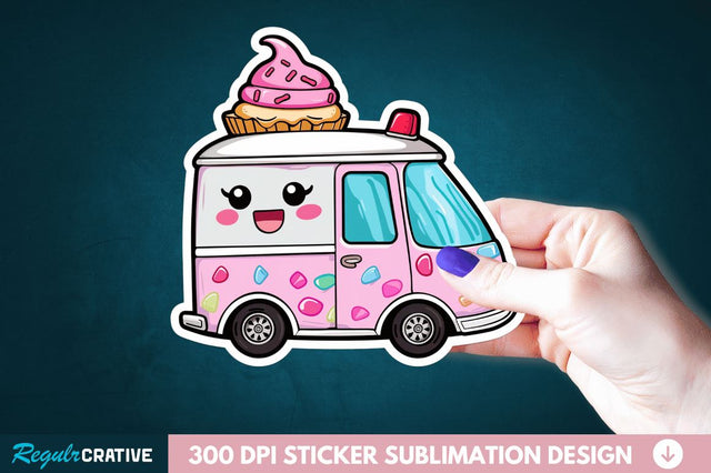 Ice Cream Truck Sticker Clipart Sublimation Regulrcrative 