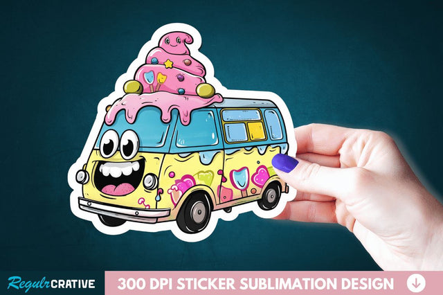 Ice Cream Truck Sticker Clipart Sublimation Regulrcrative 
