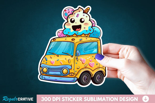 Ice Cream Truck Sticker Clipart Sublimation Regulrcrative 