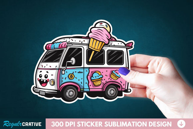 Ice Cream Truck Sticker Clipart Sublimation Regulrcrative 