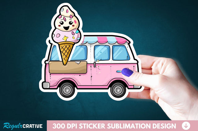 Ice Cream Truck Sticker Clipart Sublimation Regulrcrative 