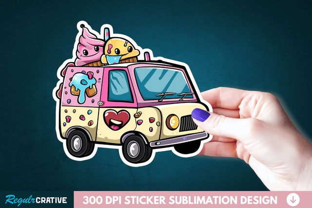 Ice Cream Truck Sticker Clipart Sublimation Regulrcrative 