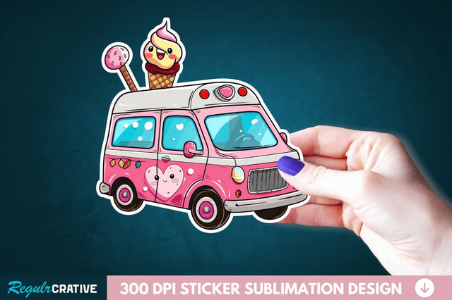 Ice Cream Truck Sticker Clipart Sublimation Regulrcrative 