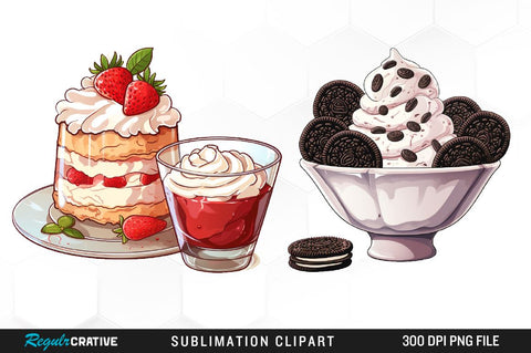 Ice Cream Watercolor Clipart Bundle Sublimation Regulrcrative 