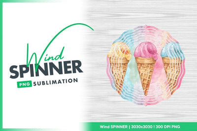 Ice cream watercolor wind spinner round design Sublimation Regulrcrative 
