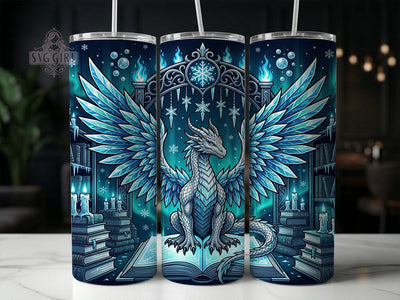 Ice Dragon Spellbook 20oz Tumbler, Ice Dragon Spellbook, Dragon Tumbler Wrap, Spellbook Tumbler, 20oz Tumbler Wrap, Fantasy Tumbler PNG, Dragon Sublimation, Mystical Tumbler Sublimation SvggirlplusArt 