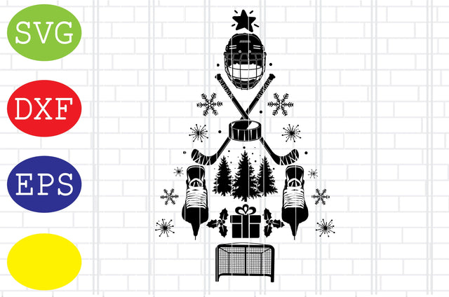 Ice Hockey Christmas Tree Svg, Hockey Sticks Svg, Winter Sport Svg, Jpg, Eps, Dxf Files SVG DigitalSvgFiles 