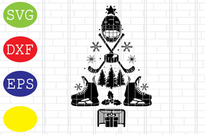 Ice Hockey Christmas Tree Svg, Ice Hockey Svg, Hockey SticksSvg, Winter Sport Svg, Jpg, Eps, Dxf Files SVG DigitalSvgFiles 