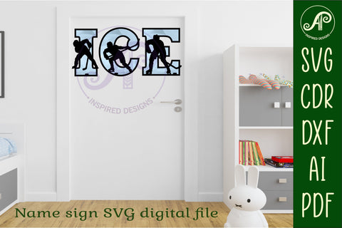 Ice Hockey male player silhouette letters alphabet set x 50 SVG APInspireddesigns 