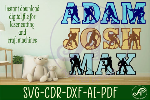 Ice Hockey male player silhouette letters alphabet set x 50 SVG APInspireddesigns 