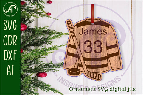 Ice Hockey shirt Christmas Ornament SVG laser cut SVG APInspireddesigns 