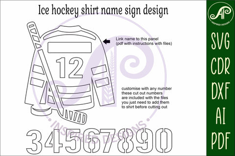 Ice hockey shirt name sign svg laser cut file SVG APInspireddesigns 
