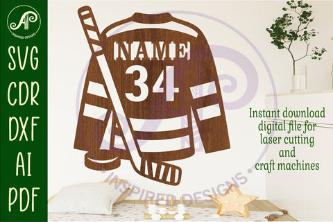 Ice hockey shirt name sign svg laser cut file SVG APInspireddesigns 